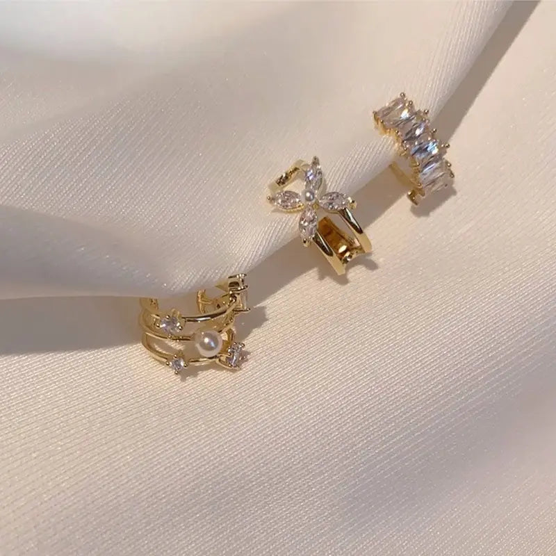 Minimalist Pearl Diamond Ear Cuff Star Fashion Jewelry for Women