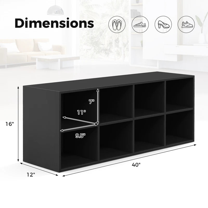 8-Cubby Shoe Organizer Bench with 500 Lbs Weight Capacity - Entryway Storage