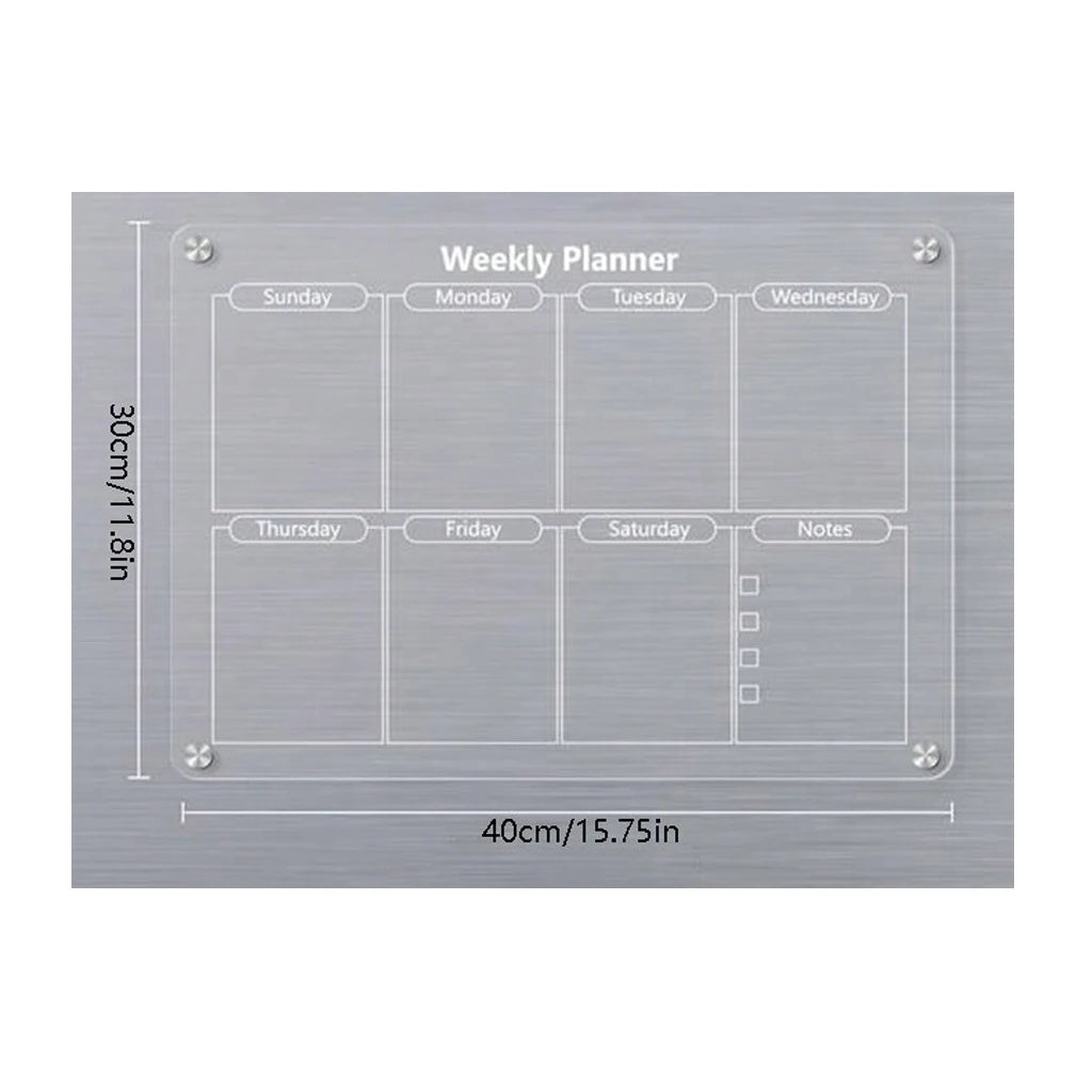 Magnetic Reusable Acrylic Fridge Calendar Board with Markers - Monthly & Weekly Planner for Home & Office