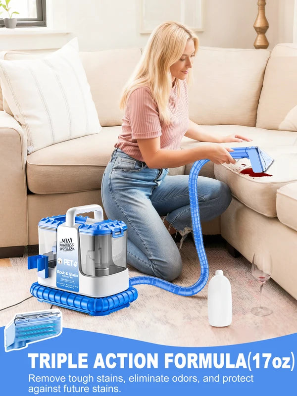 Portable Carpet and Upholstery Cleaner Machine with 5 Attachments - Light & Powerful Suction