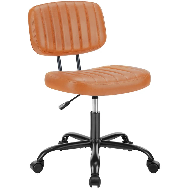 Adjustable Lumbar Support Office Chair - Swivel PU Leather Computer Desk Chair