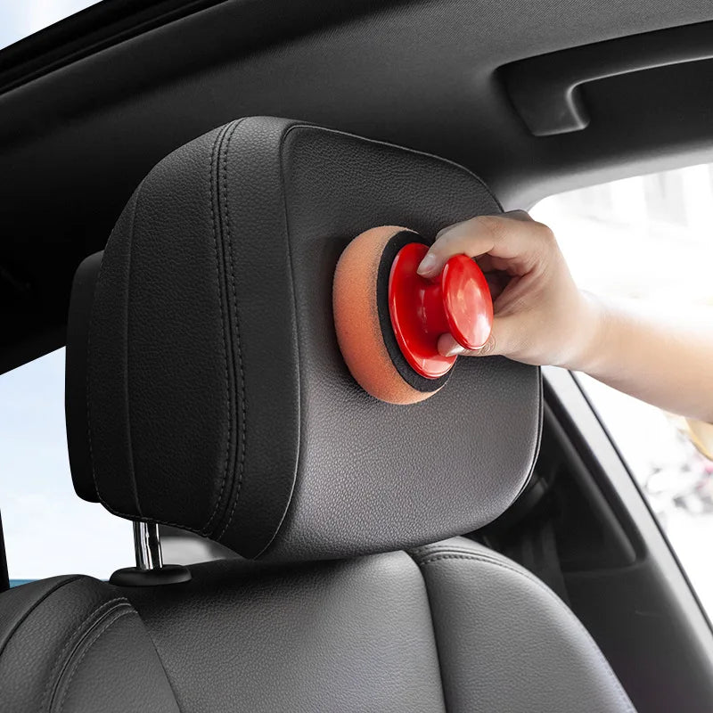 Car Waxing Sponge Kit with Handle - Polishing and Cleaning Pads for Vehicle Detailing