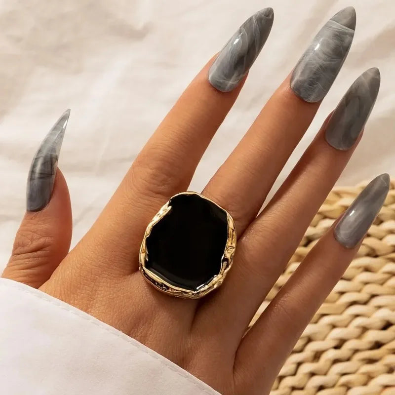 Vintage Irregular Geometry Square Stud Earrings for Women - Black Enamel, Trendy Party Jewelry