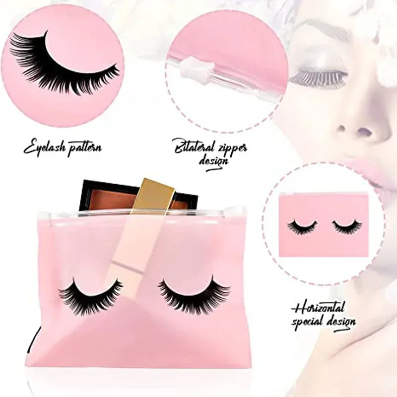 50PCS Waterproof Eyelash Aftercare Bags Zipper Makeup & Cosmetic Travel Pouches