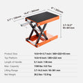 Motorcycle Lift Jack with Wide Deck & Safety Pin, 1100 lbs Capacity