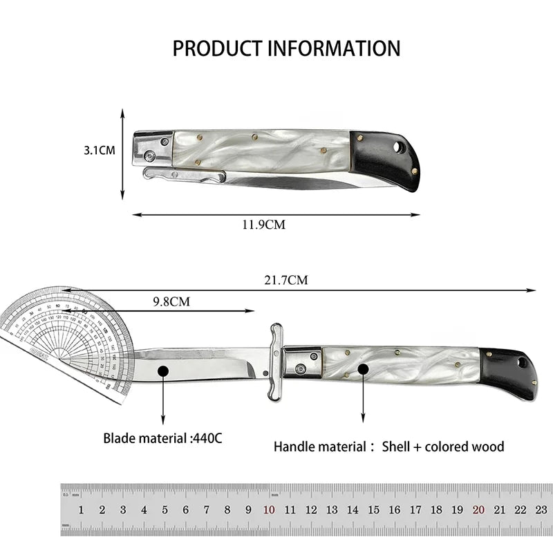 Utility Folding Survival Knife with 440C Steel Blade for Camping Hunting Rescue