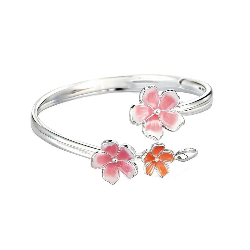 Adjustable Pink Flower Bracelet for Women - Stylish Jewelry Gift & Accessories