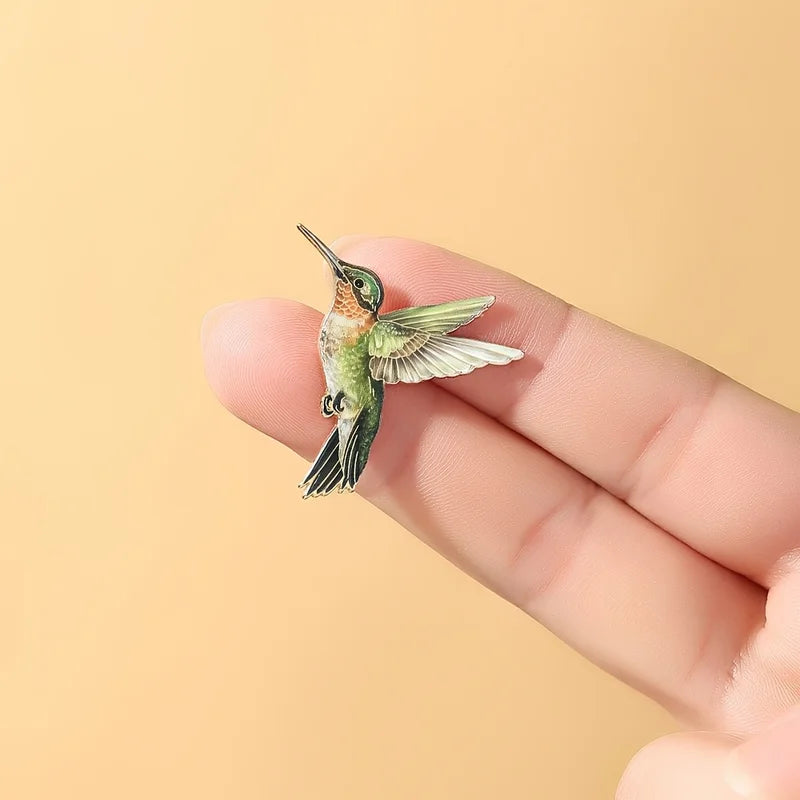 Colorful Hummingbird Enamel Brooch Lapel Pin - Zinc Alloy & Silicone Jewelry
