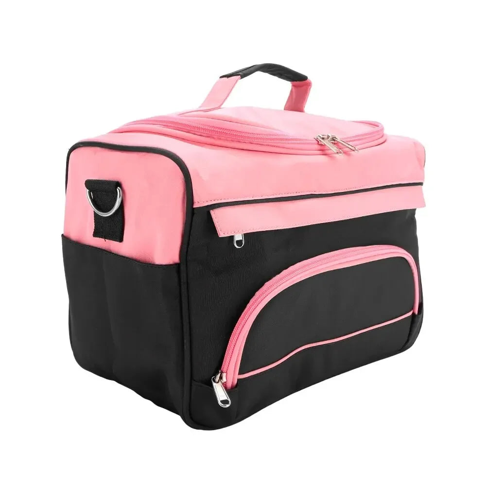 Large Capacity Waterproof Makeup Bag with Shoulder Strap for Travel & Salon Use