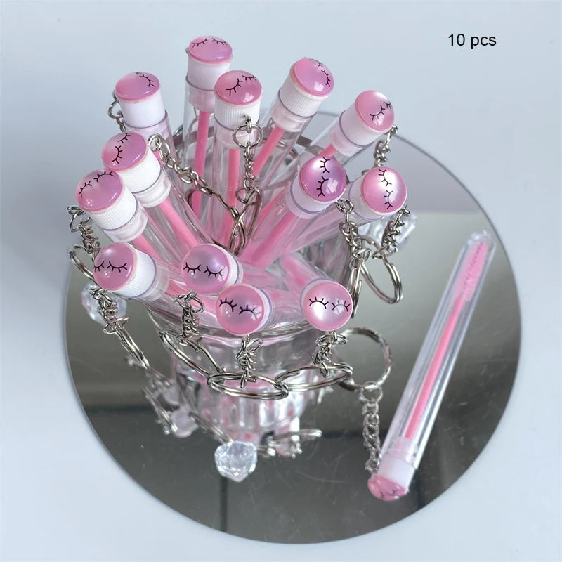 Reusable Mini Lash Comb Tube Keychain - Portable Eyelash & Mascara Brush