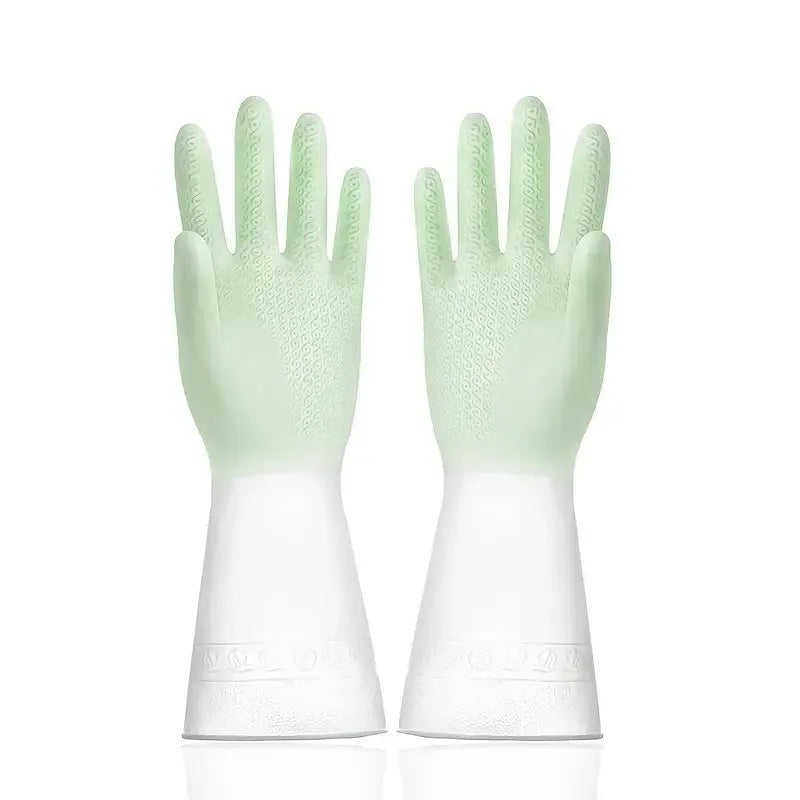 Waterproof Latex Kitchen Gloves - Non-Slip Dishwashing & Cleaning Gloves
