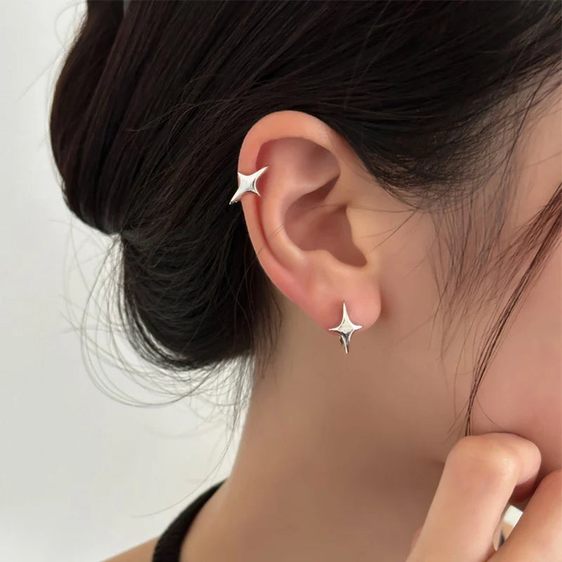 Star Geometric Hoop Earrings for Women and Couples Minimalist Fashion Jewelry