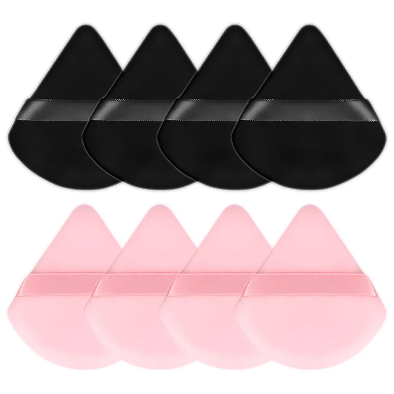 8-Piece Triangle Velvet Makeup Sponges Set for Face & Eye Contouring Wet Dry Use