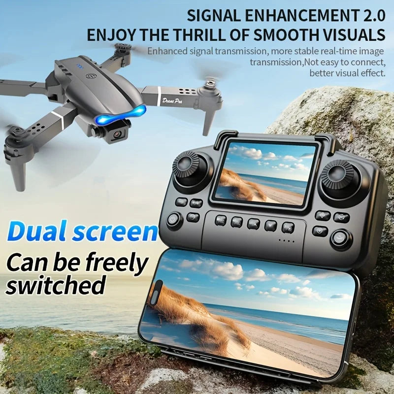 Foldable Drone with Dual 8K Cameras, Remote Control, 2 Batteries, and One-Key Return