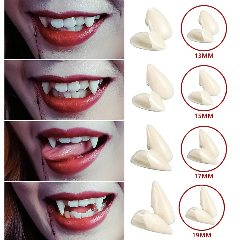 Vampire Teeth Fangs Cosplay Denture with Adhesive for Halloween Costume Prop