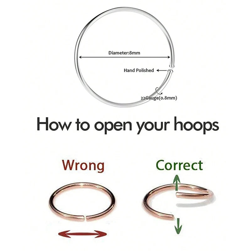 Mini Nose Rings Set - 14K Gold Plated Nose Hoop Jewelry for Women & Men