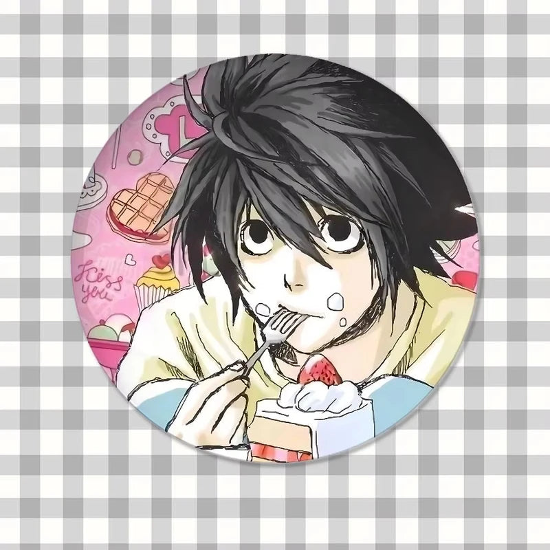 Death Note Anime Enamel Pins Handmade Round Brooches Cosplay Badge for Backpacks & Jewelry