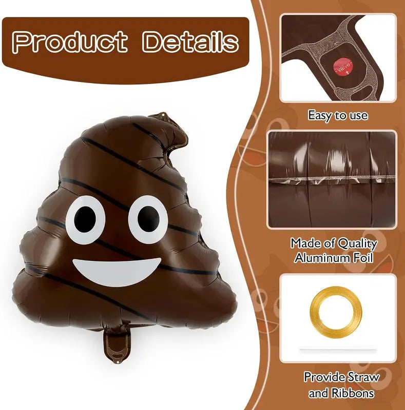 6 Pack Funny Poop Balloons Foil Prank Party Decorations for Teens & Halloween