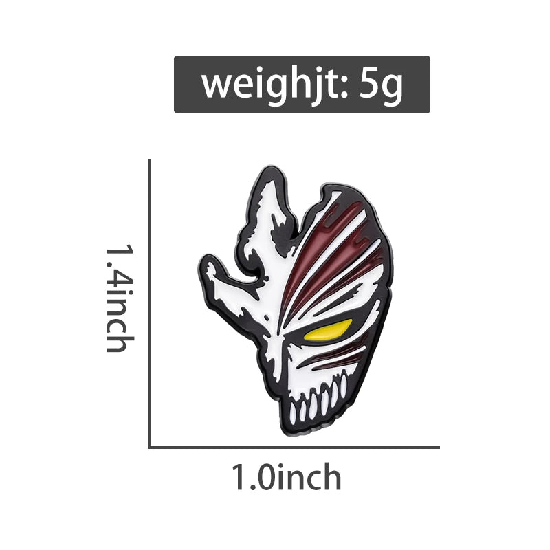 Anime Bleach Grim Reaper Mask Enamel Brooch Pin - Custom Skeleton Badge Gift
