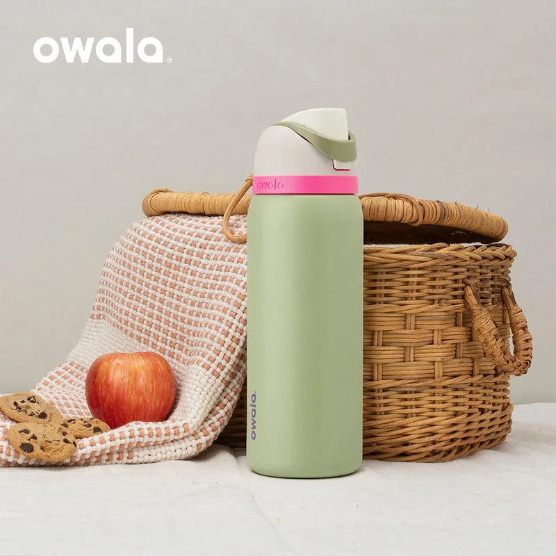 32oz Insulated Stainless Steel Water Bottle with Leakproof Built-in Straw - Travel & Sports