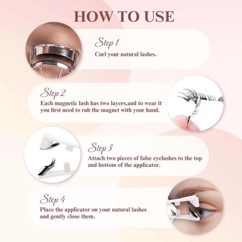 Magnetic Eyelashes with Applicator - Reusable Natural Look False Lashes Kit