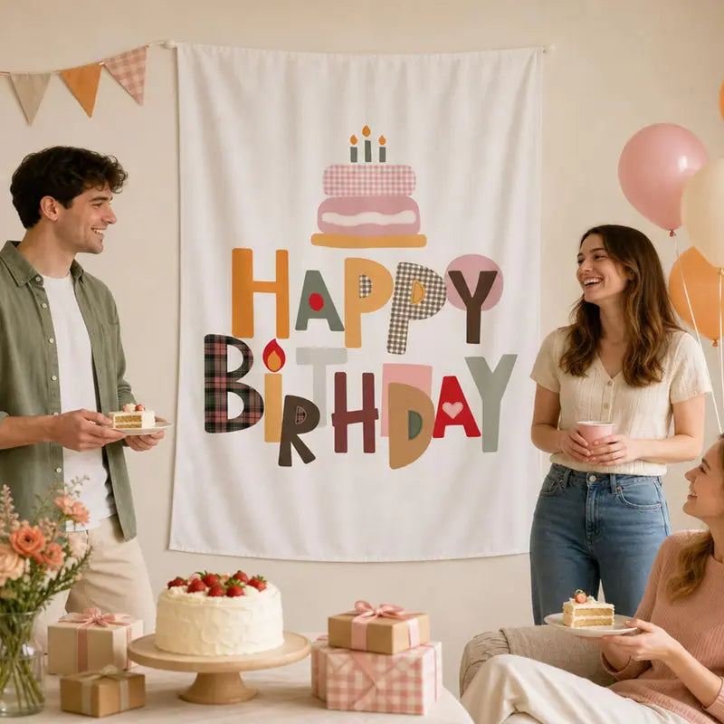 Birthday Celebration Tapestry Wall Decoration for Parties, Kids, Pets & More