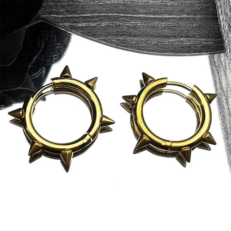 Unisex Punk Spike Rivet Hoop Earrings - Gothic Gothic Gothic Style Jewelry