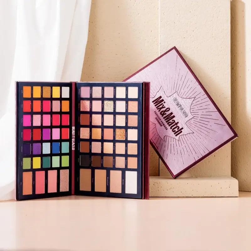 68 Color Waterproof Eyeshadow Palette with Highlighter Blush & Contour