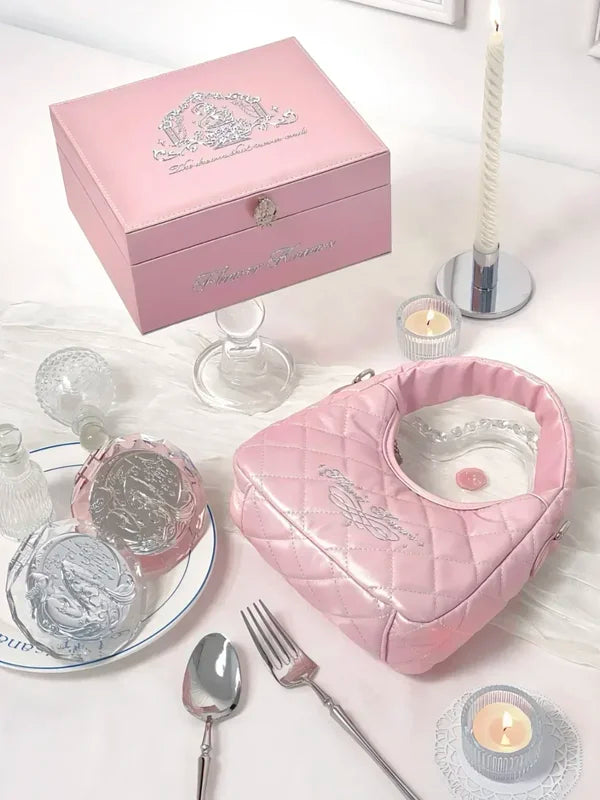 Portable Folding Hand Mirror with Makeup Storage Satchel