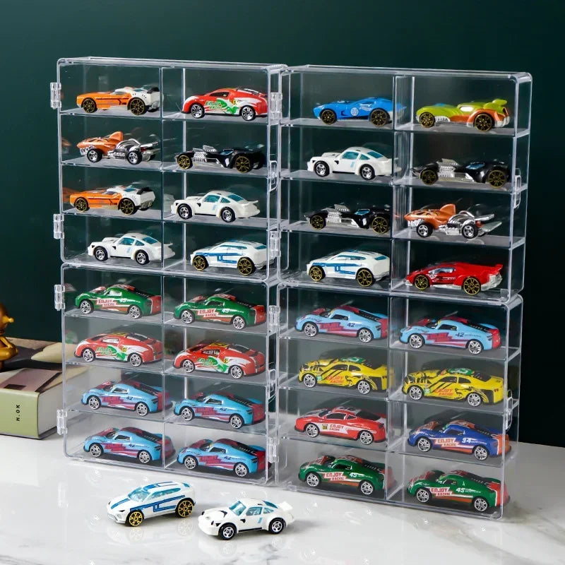 Acrylic Car Display Box 1:64 Scale for Hot Wheels Model Cars - 8 Grid Dustproof Storage