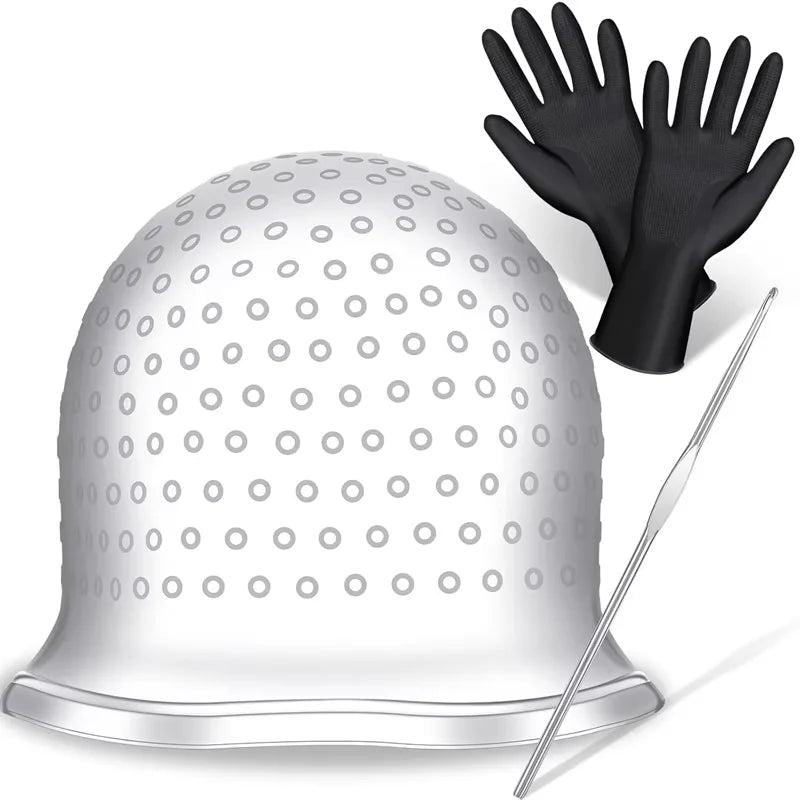 Hair Highlighting Kit with Silicone Pull-Through Cap for Hair Coloring - Unisex