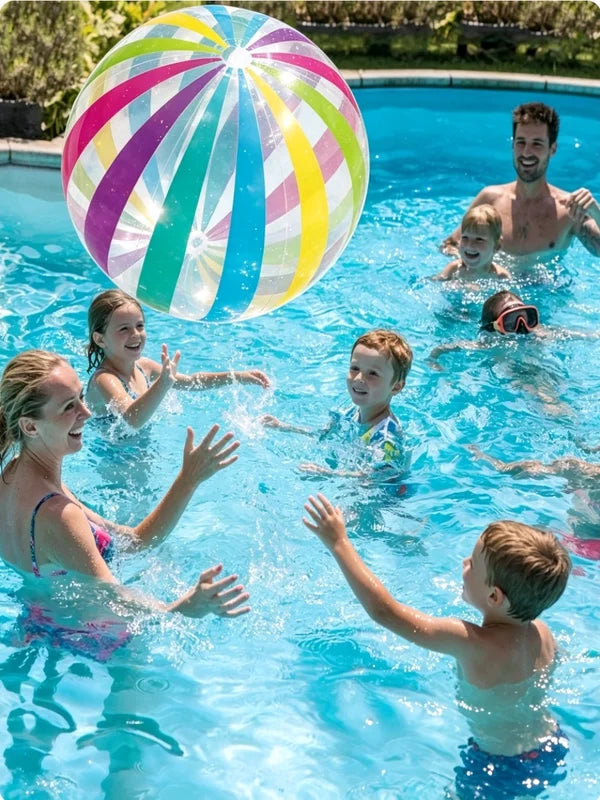Colorful Inflatable Beach Ball for Water Games - 15 Inch PVC Pool Toy