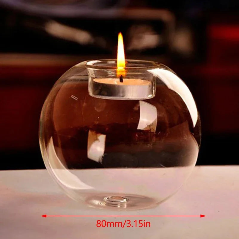 Elegant Round Glass Candle Holders for Weddings, Holidays & Home Decor