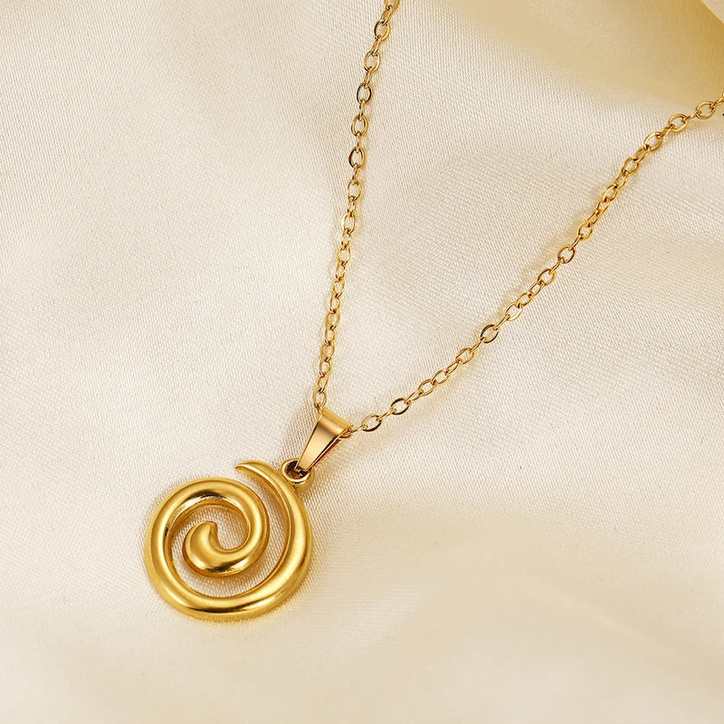 Stainless Steel Spiral Pendant Necklace for Women Jewelry Party & Casual Wear