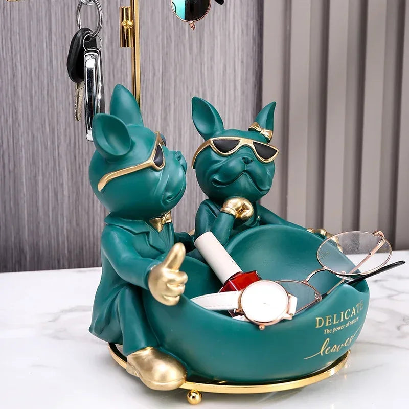 Resin Love Bulldog Figurine with Storage - Animal Sculpture Home Decor