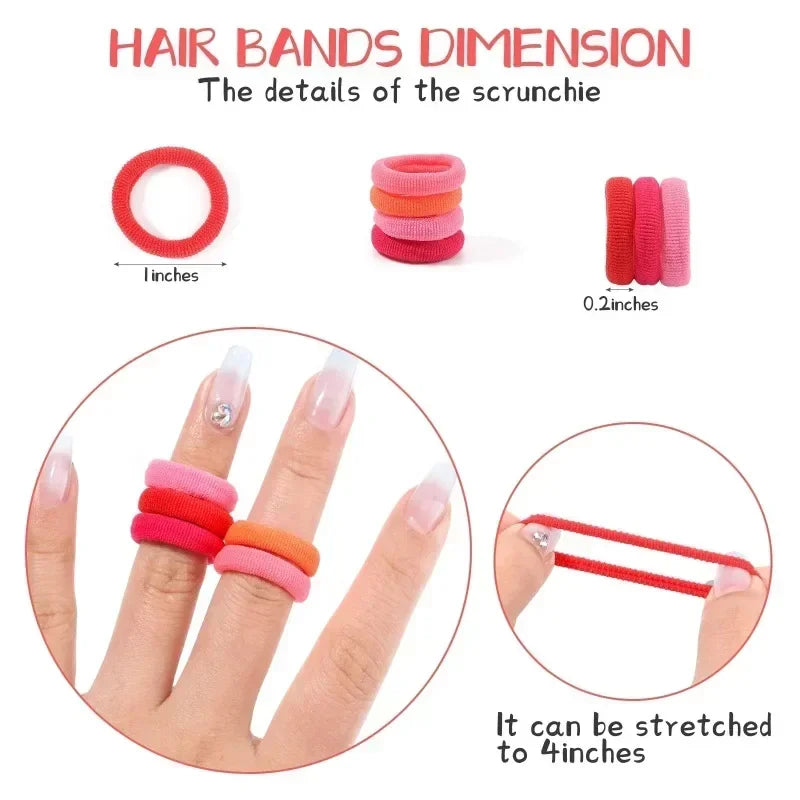 Kids Hair Bands Set - Colorful Nylon Scrunchies and Elastic Hair Ties for Children