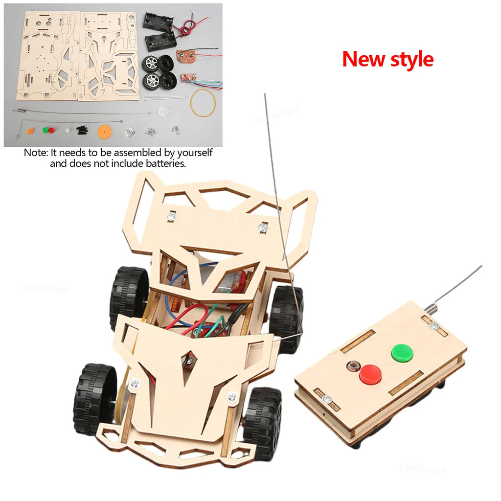 DIY Wooden Remote Control Car Kit - Four-Wheel Drive Racing STEM Toy for Teens