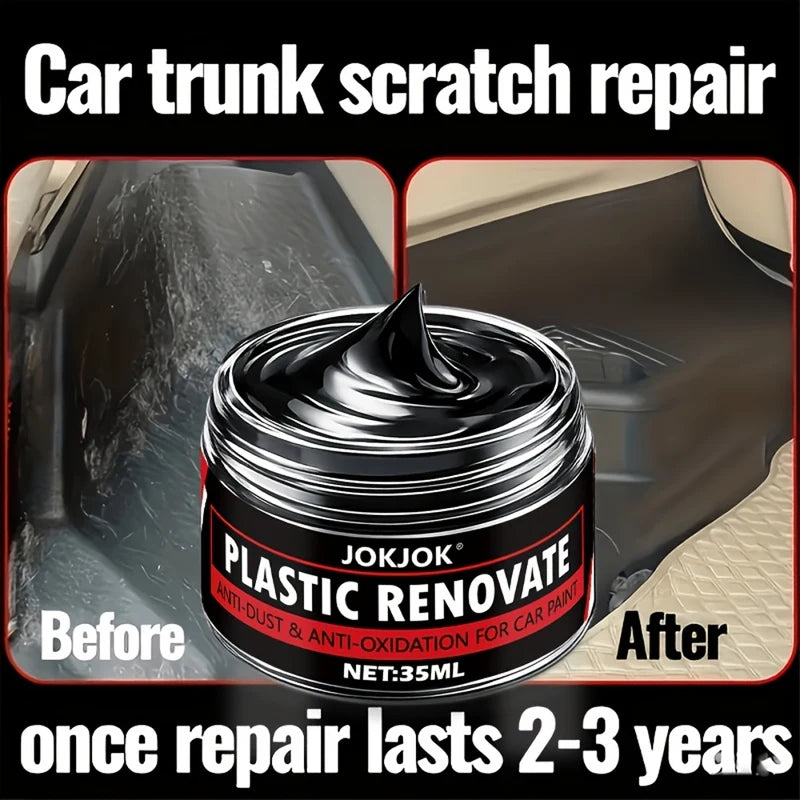 All-In-One Car Scratch Remover Wax - Exterior & Interior Restorer with Gloss, Tire Protectant, Yellowing Repair