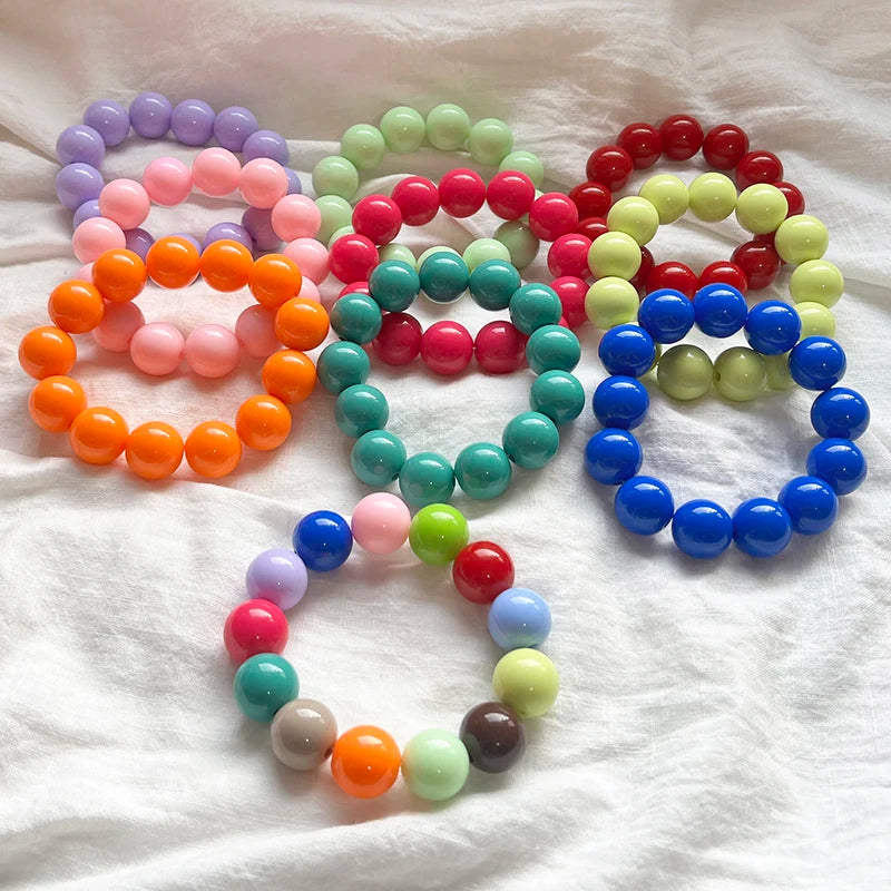 Colorful Acrylic Beaded Bracelet Set - Chunky Stacking Jewelry for Women