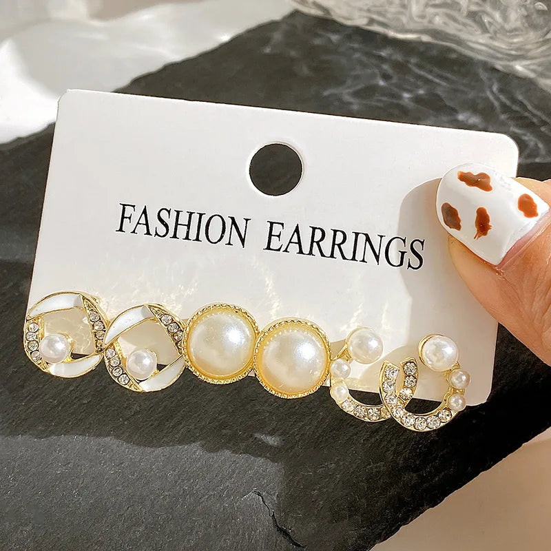 Fishtail Pearl Moon Earrings for Women - Gold & Rhodium Plated Fashion Jewelry Set