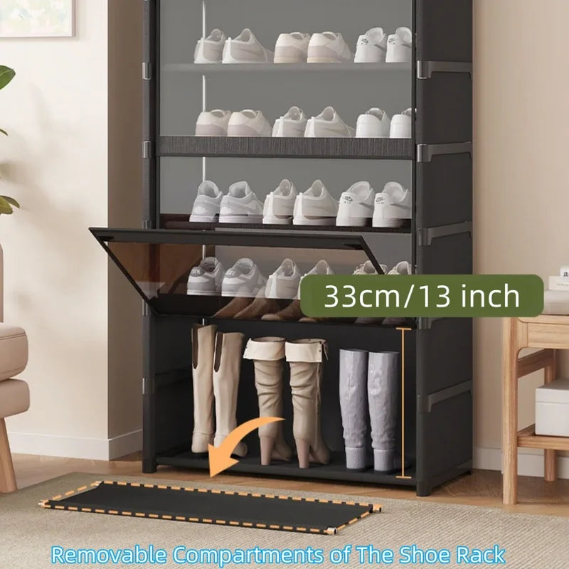 Large Capacity Dustproof Shoe Organizer Cabinet with Magnetic Clear Door