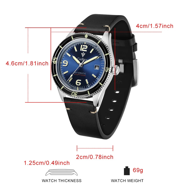 Men's Automatic Mechanical Wristwatch with Luminous Hands Water-Resistant 40mm Case