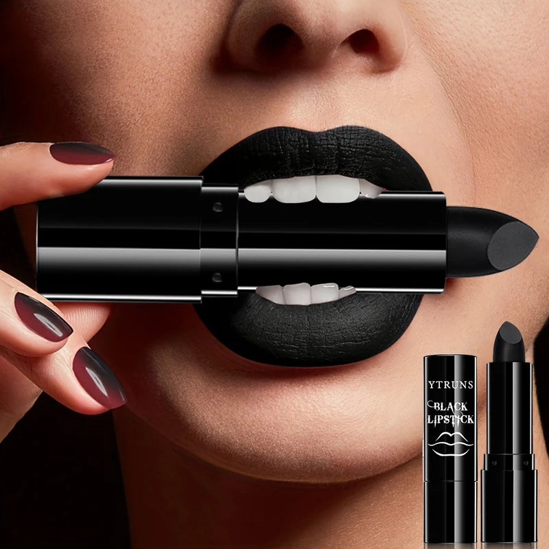 Matte Black Lipstick - Long-Lasting Waterproof Gothic Lip Makeup for Parties