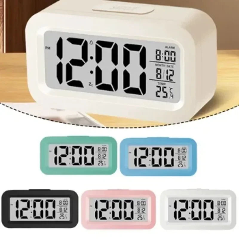Digital Desk Alarm Clock with Night Light & Calendar - Multi-Color Variants