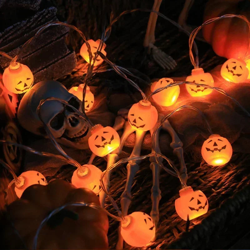 Halloween 1.5m 10 LED String Lights with Ghost Witch Pumpkin Spider Web Skeleton
