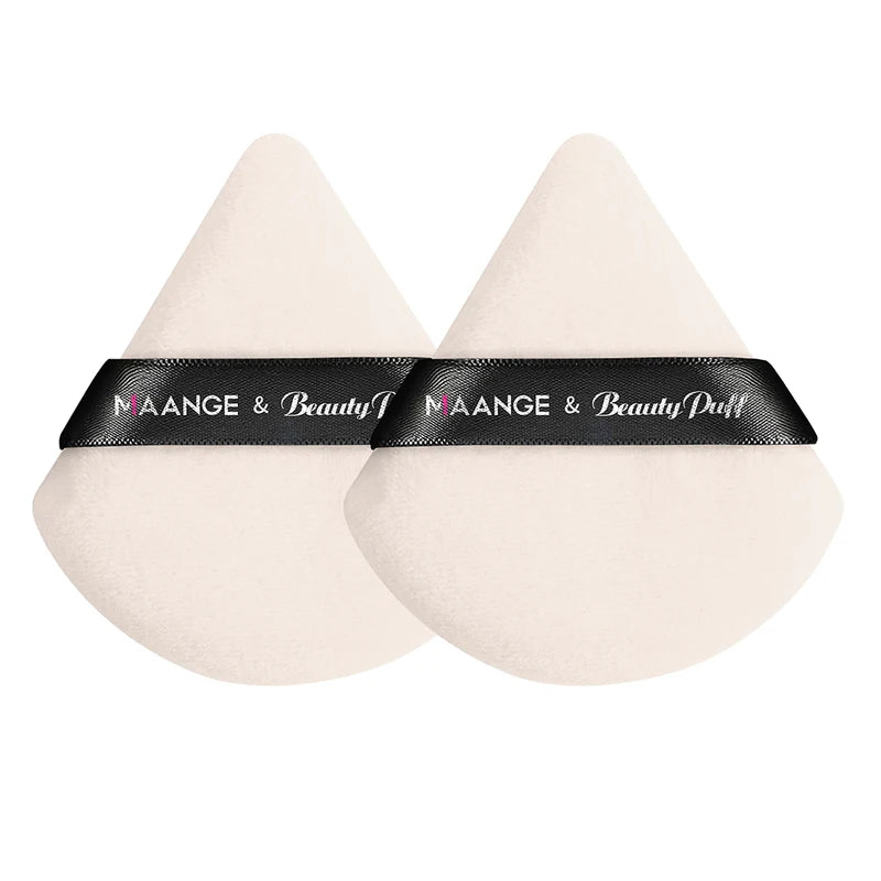 Makeup Brush & Powder Puff Set - 3 Brushes + 2 Triangle Sponges for Foundation, Blending, Concealer