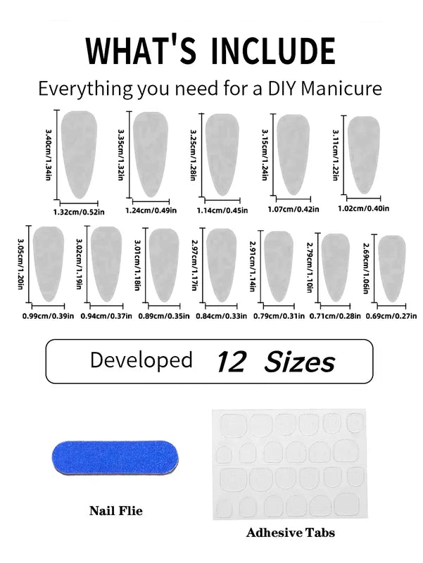 24-Piece Spiral Stripe Pattern Press-On Nails for Halloween - Blue French Almond Fake Nails