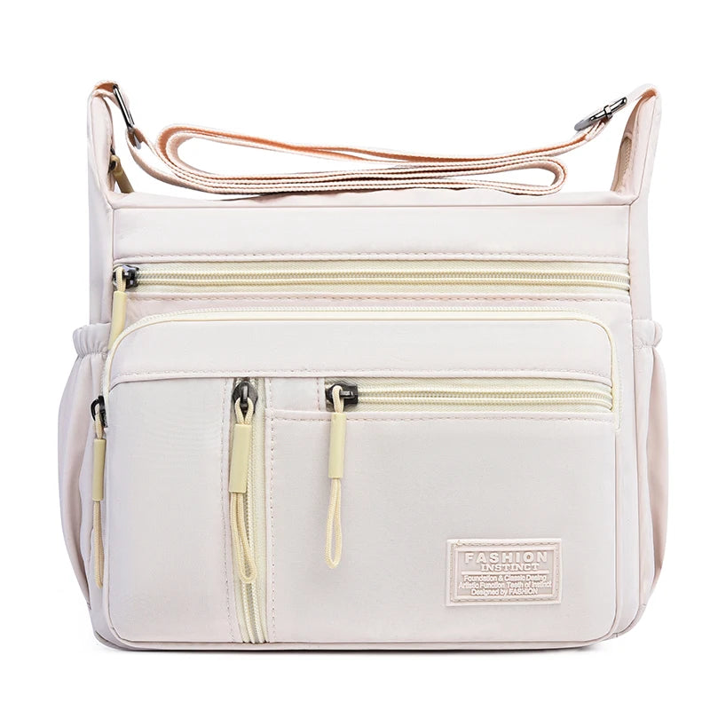 Large Capacity Waterproof Nylon Crossbody Bag for Women Multi-Pocket Shoulder Messenger