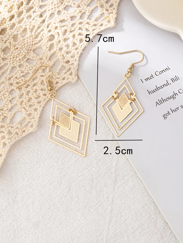 Summer Hollow Diamond-Shaped Earrings - Fashionable Jewelry Accessory