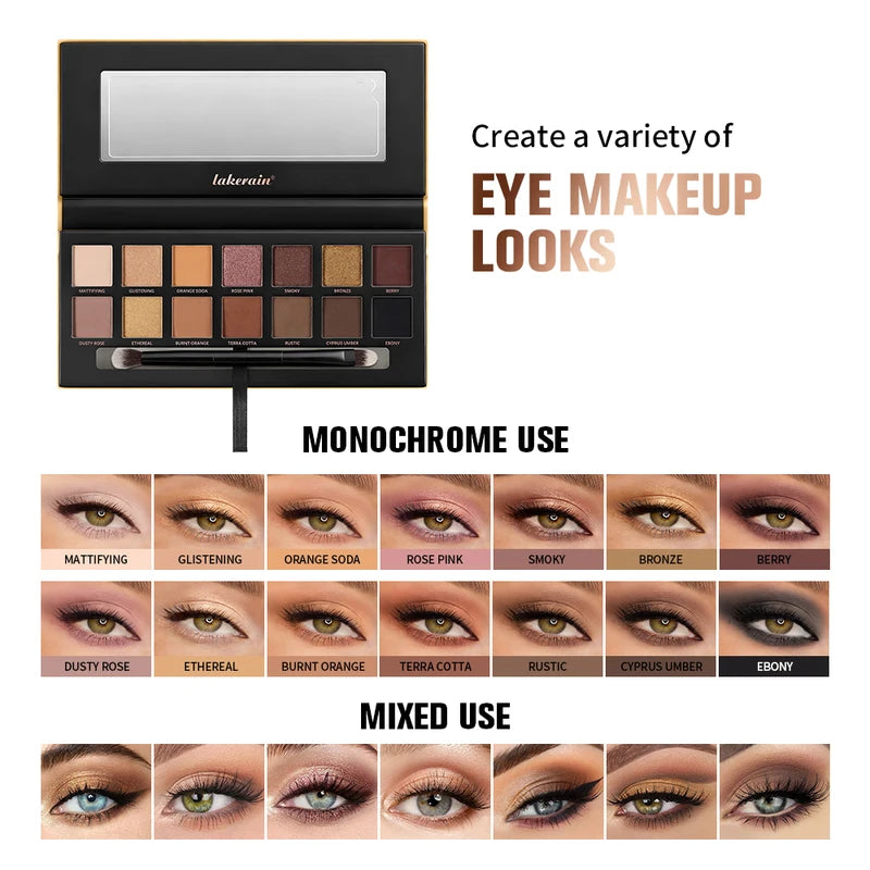 14-Color Soft Glow Eyeshadow Palette with Matte & Shimmer Shades - Long Lasting Natural Eye Makeup